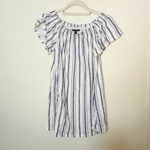 Topshop  | Striped Off the Shoulder Dress| Petite